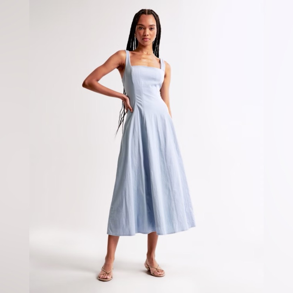Abercrombie & Fitch Light Blue Mila Midi Dress